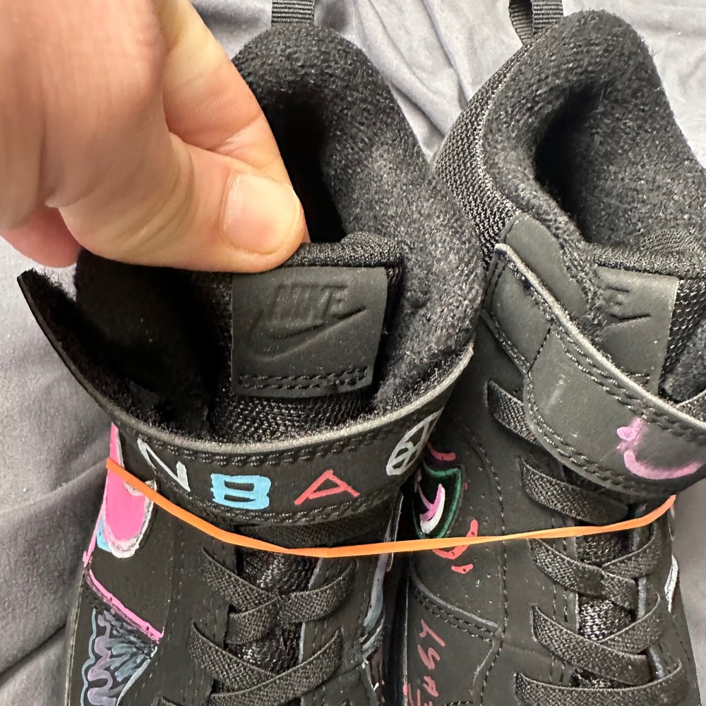 Nike Court Borough Mid 2 Custom Cactus Jack NBA Black Neon Kids Shoes 2Y 870026 - Picture 5 of 11